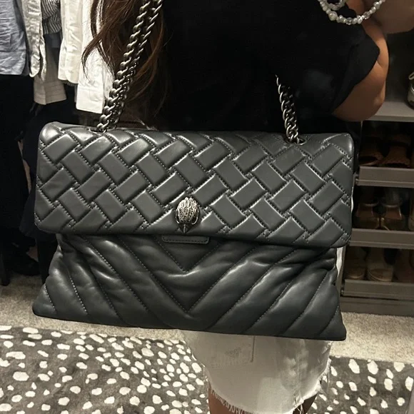 Kurt Geiger London XXL Gray Leather Quilted Shoulder Bag - Picture 8 of 8
